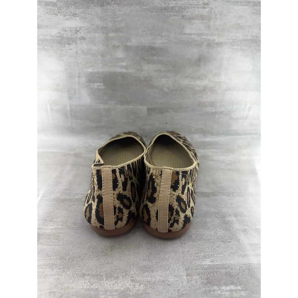 Skechers Cleo Bewitched Leopard Print Stretch Flats 44886 Tan Black Women Sz 9.5